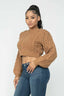 Solid Cable Pullover Top-Mocha