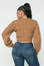 Solid Cable Pullover Top-Mocha