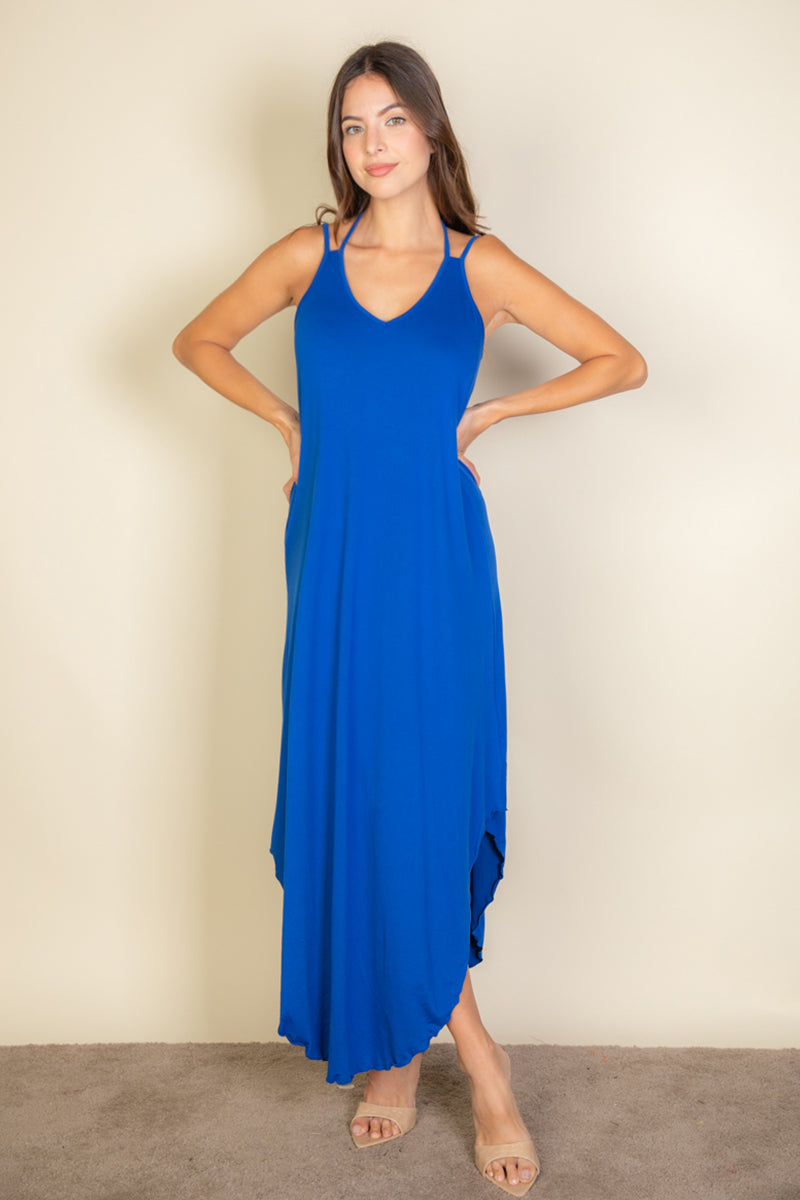 Solid Cami Double Strap Loose Maxi Dress