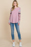Solid Color Block Blouse-Pink