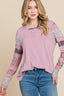 Solid Color Block Blouse-Pink