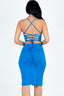 Solid Color Crisscross Back Cami Crop Top & Split Thigh Midi Skirt Set