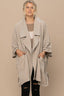 Solid Knit Oversized Trench Jacket-Taupe