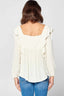 Solid Loose-fit Gauze Peasant Blouse-Off White
