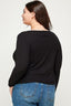Solid Ribbed Pointelle Cardigan-Black