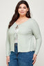 Solid Ribbed Pointelle Cardigan-Sage