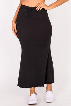 Solid Ruched Mermaid Skirt