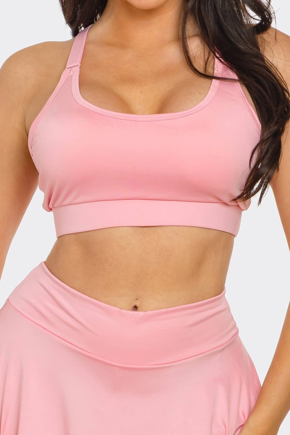 Solid Tank Top And Pleated Inside Shorts Skirt Set