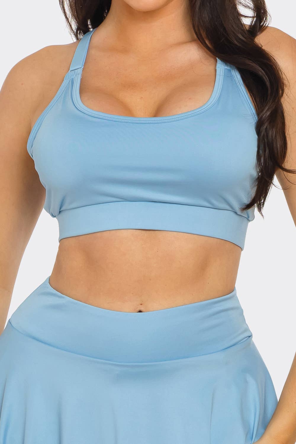 Solid Tank Top And Pleated Inside Shorts Skirt Set