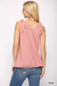 Solid Textured And Sleeveless Surplice Top With Shoulder Tie-Rose