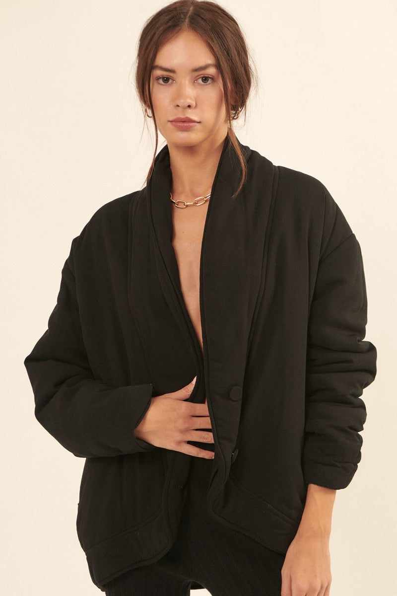 Solid Woven Jacket-Black-Black