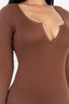 Split Neck Solid Long Sleeve Bodysuit