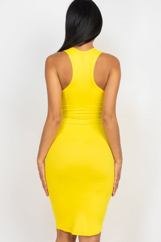 Split Neck Tank Mini Bodycon Dress | Sleeveless Jersey