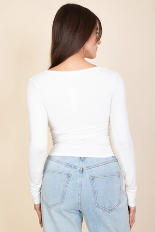 Square Neck Long Sleeve Top | Fitted Women's Shirt