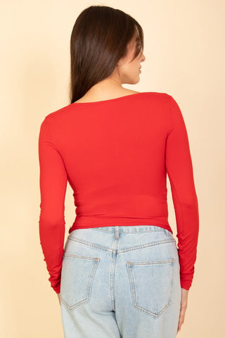 Square Neck Long Sleeve Top | Fitted Women's Shirt