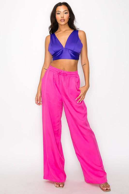 Stacy Purple Satin Bra Crop Top