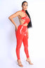 Star Point Sheer Mesh Mix Jumpsuit-Red