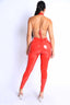 Star Point Sheer Mesh Mix Jumpsuit-Red