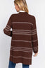 Stripe Open Sweater Cardigan-Cream