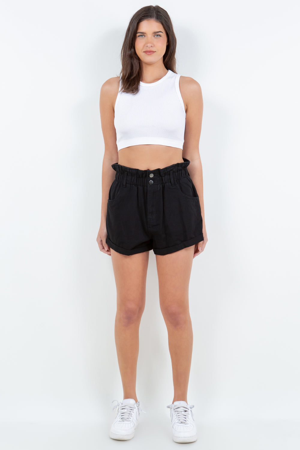 Stylish High Waist Paper Bag Shorts by American Bazi | YSF