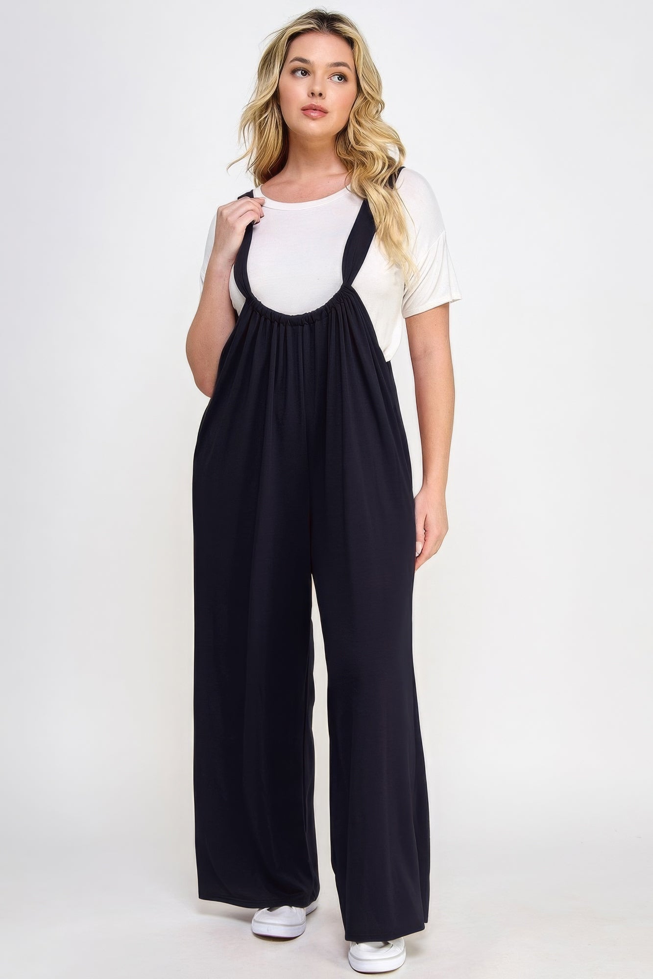 Stylish Plus Size Wide Leg Jumpsuit - French Terry Overalls