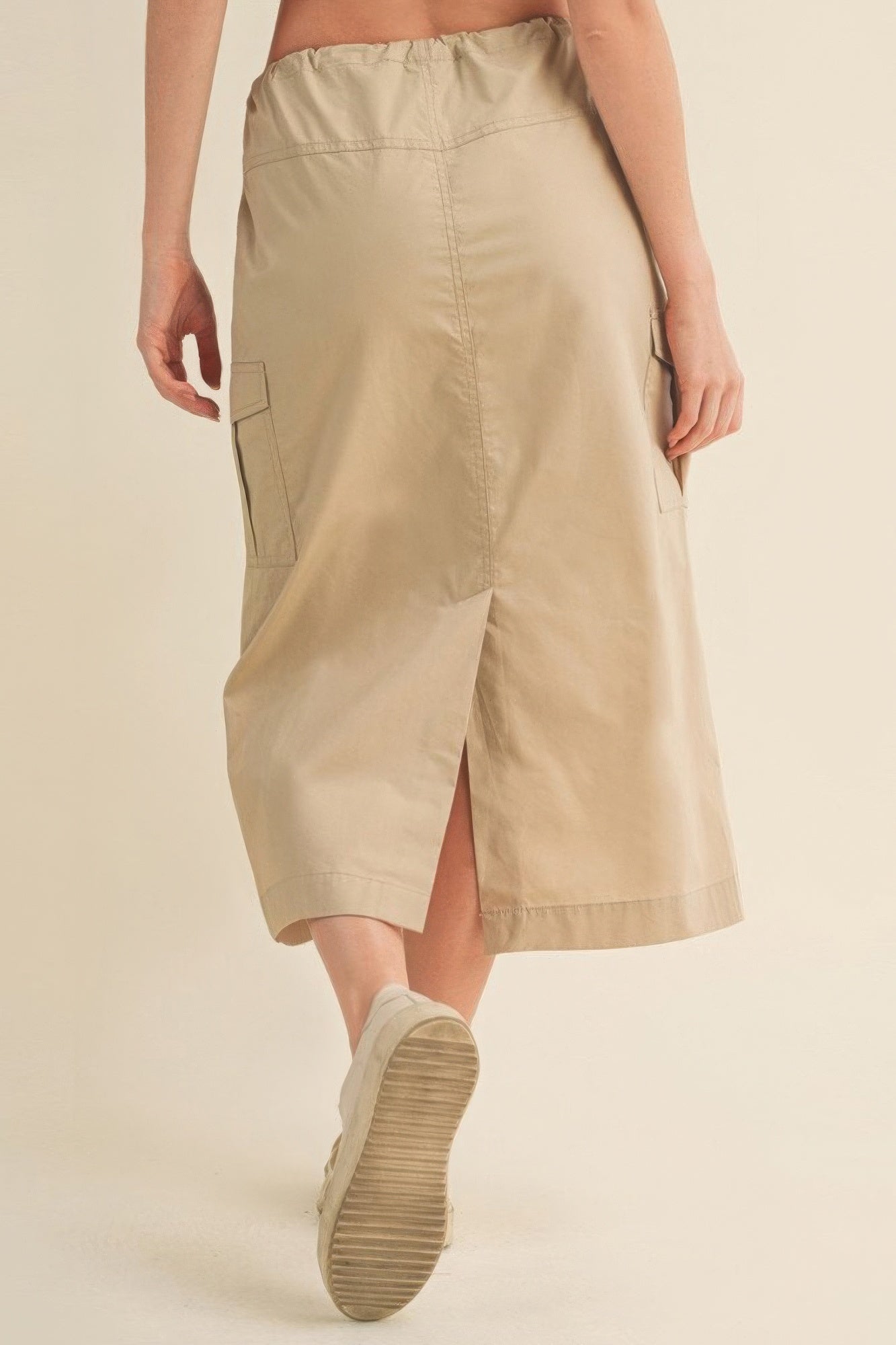 Stylish Women's Midi Cargo Skirt with Drawstring - Trendy Comfort