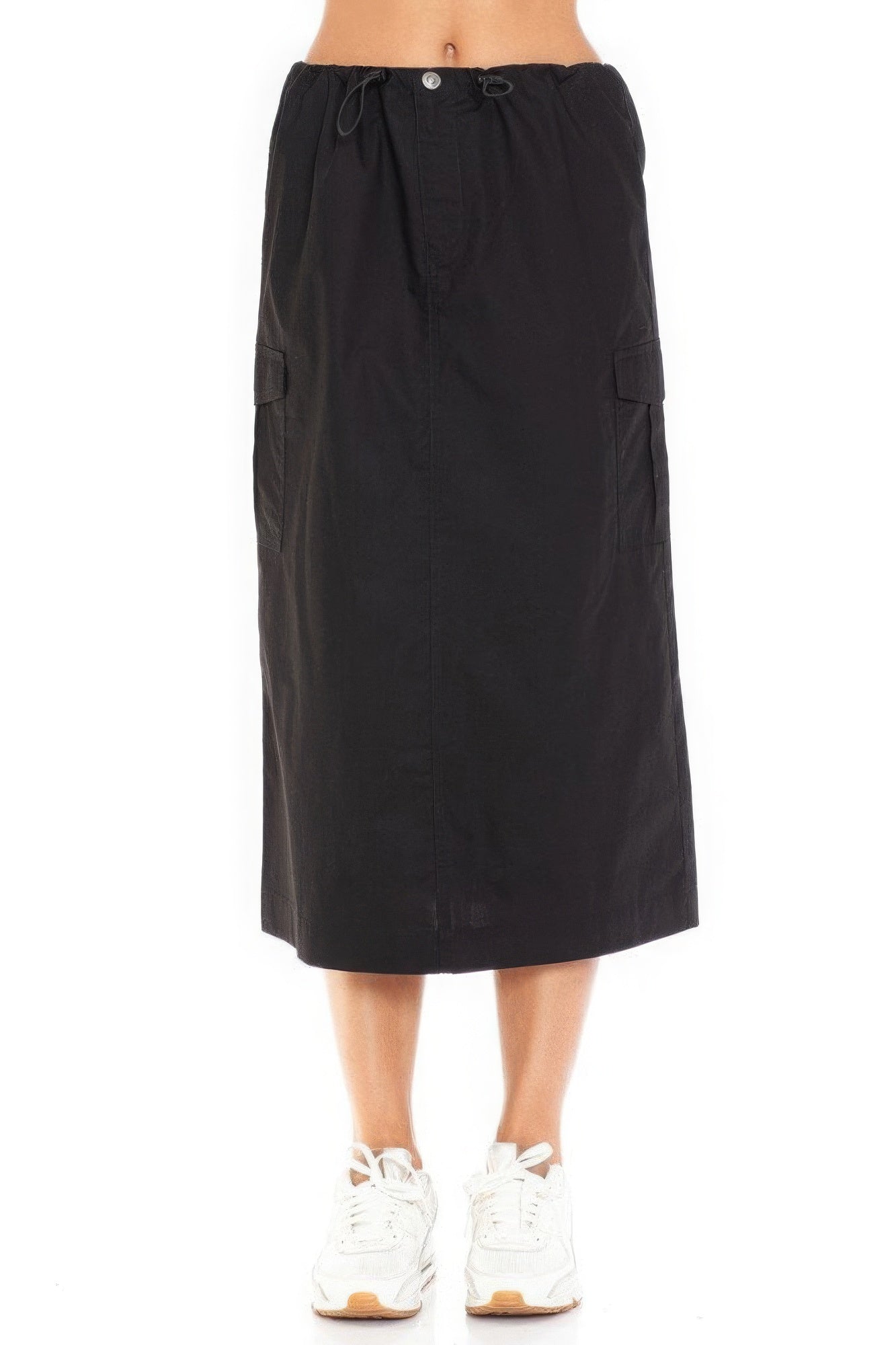 Stylish Women's Midi Cargo Skirt with Drawstring - Trendy Comfort