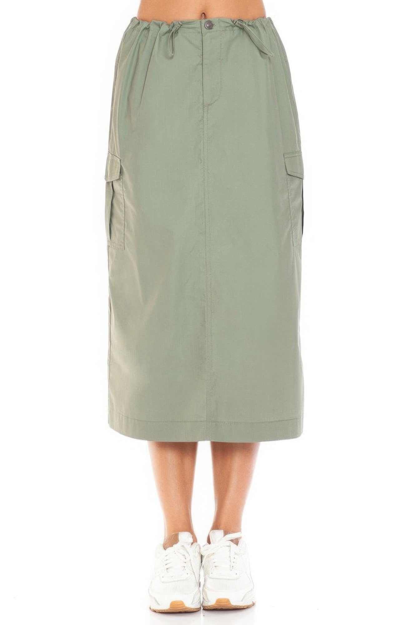 Stylish Women's Midi Cargo Skirt with Drawstring - Trendy Comfort