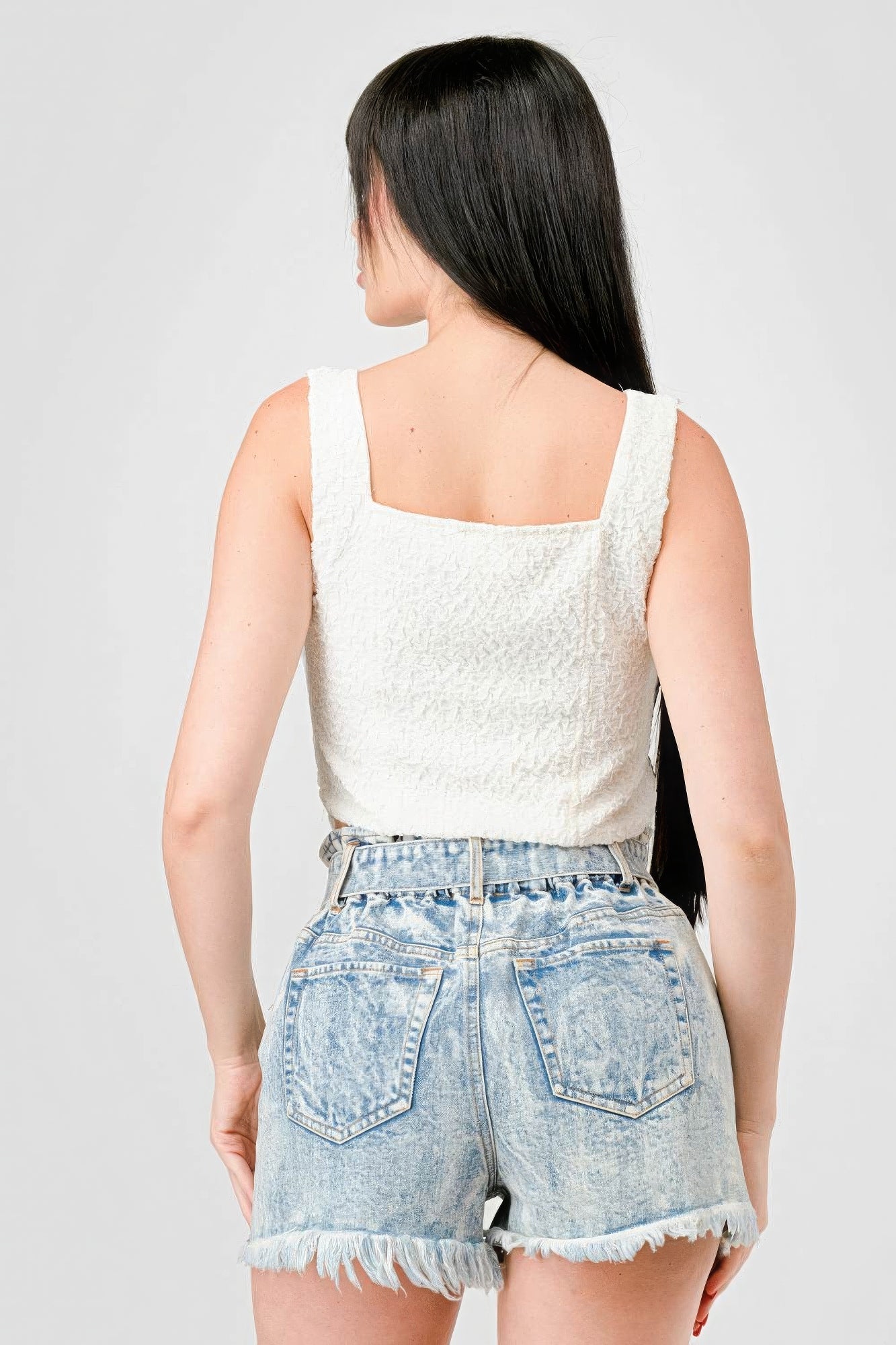 Stylish Women's Stretch Knit Bustier Crop Top - Trendy Crinkle Hook