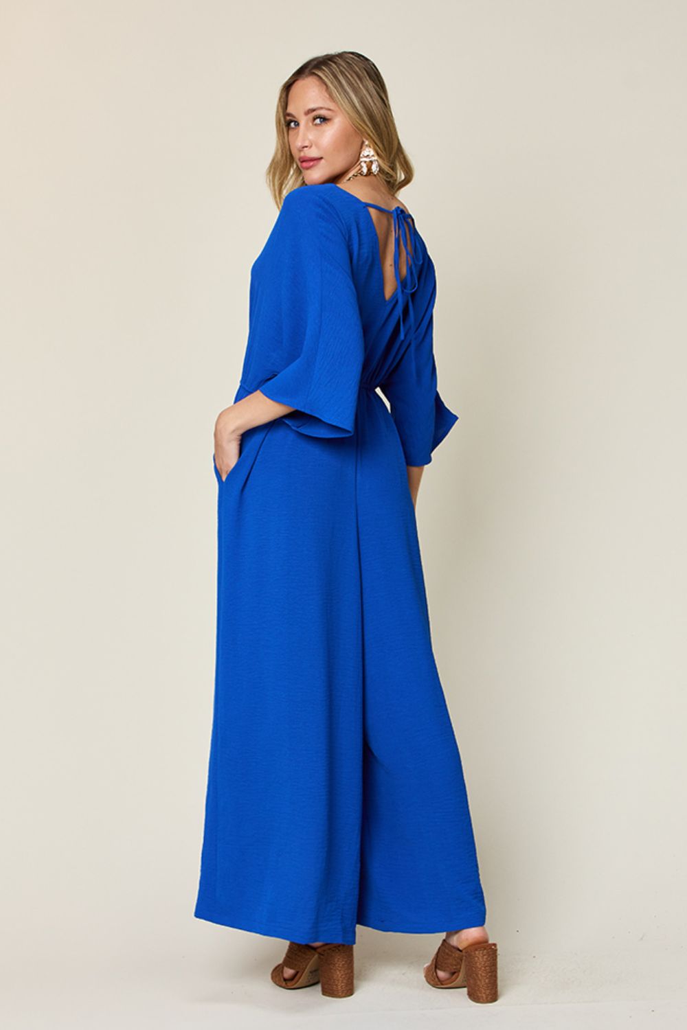 Surplice Wide Leg Jumpsuit with Pockets