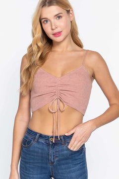 Sweater Knit Crop Cami Top-Heather Pink