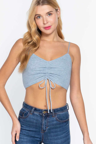 Sweater Knit Crop Cami Top-Heather Blue