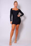 Sweetheart Pleated Front Sexy Mini Dress-Black