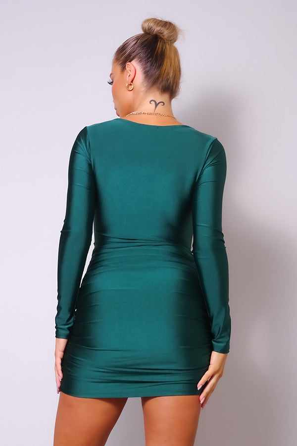 Sweetheart Pleated Front Sexy Mini Dress-Hunter Green