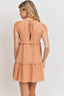 Textured Woven Fabric Tiered Dress-Blush