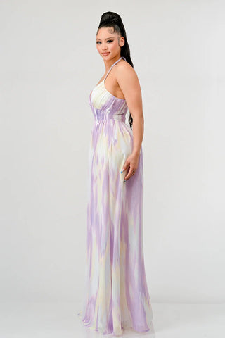 Tie Dye Sweetheart Halter Maxi Dress | Open Back