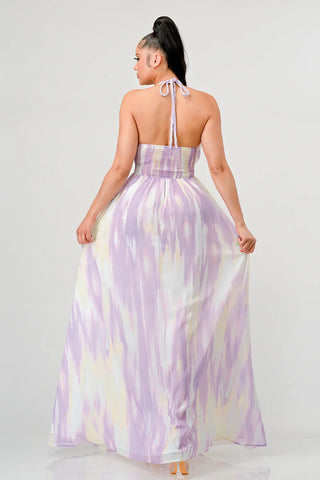 Tie Dye Sweetheart Halter Maxi Dress | Open Back
