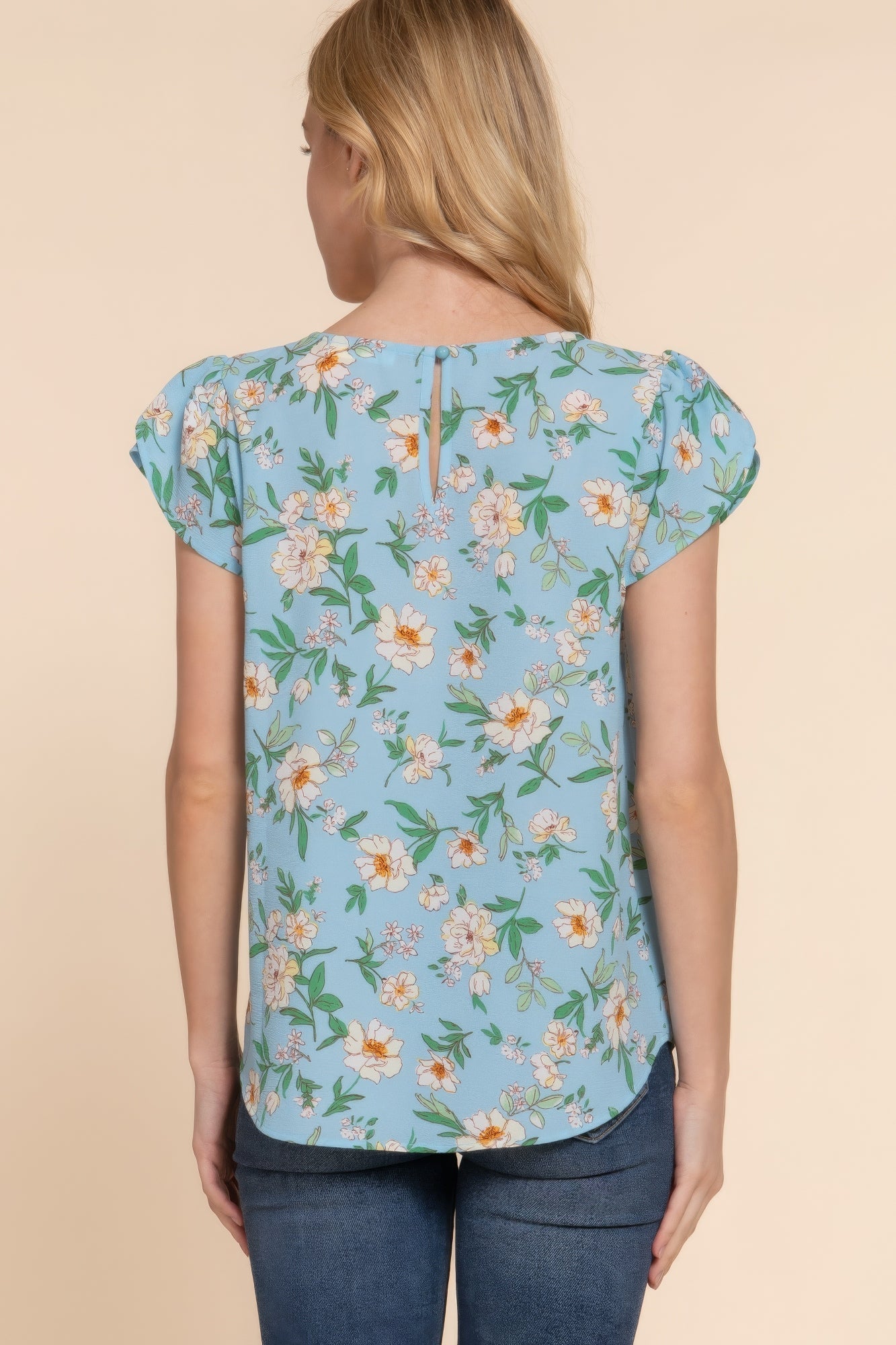 Trendy Women's Floral Print Tulip Sleeve Top - Chic Fashion