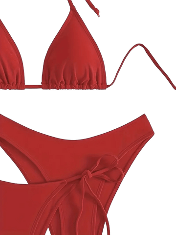 Triangle String Bikini Set | Side-Tie Brazilian Swimsuit | 3-Piece Beachwear