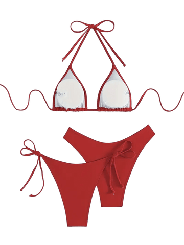 Triangle String Bikini Set | Side-Tie Brazilian Swimsuit | 3-Piece Beachwear