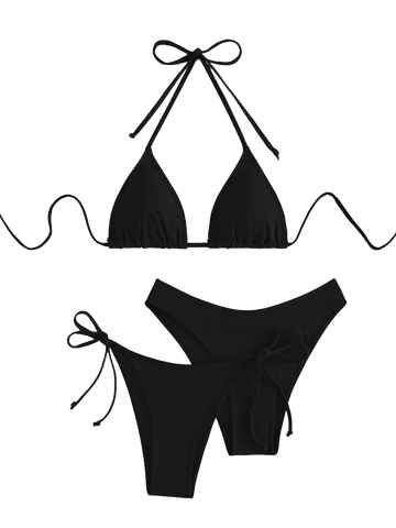 Triangle String Bikini Set | Side-Tie Brazilian Swimsuit | 3-Piece Beachwear