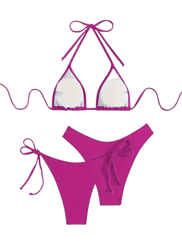 Triangle String Bikini Set | Side-Tie Brazilian Swimsuit | 3-Piece Beachwear