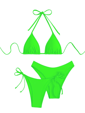 Triangle String Bikini Set | Side-Tie Brazilian Swimsuit | 3-Piece Beachwear