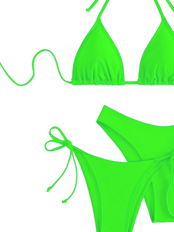 Triangle String Bikini Set | Side-Tie Brazilian Swimsuit | 3-Piece Beachwear