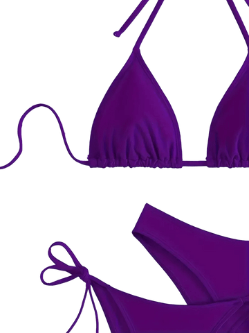Triangle String Bikini Set | Side-Tie Brazilian Swimsuit | 3-Piece Beachwear