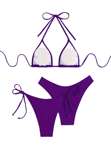 Triangle String Bikini Set | Side-Tie Brazilian Swimsuit | 3-Piece Beachwear