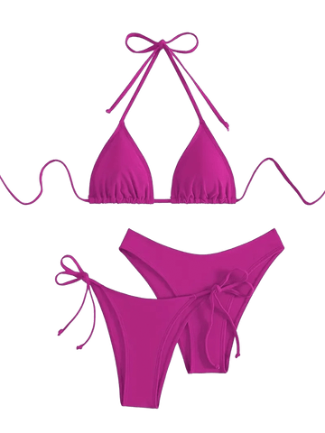 Triangle String Bikini Set | Side-Tie Brazilian Swimsuit | 3-Piece Beachwear