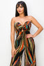 Twisted Love Brown and Green Wide Leg Jumpsuit