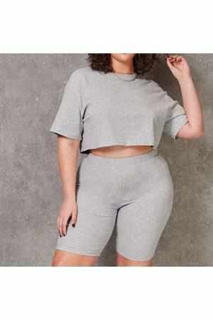 Grey Cali Summer Two-Piece Set featuring cotton blend crop top and shorts, perfect for casual wear in warm weather.