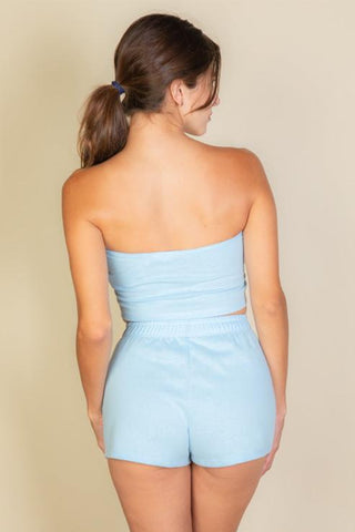 Two-Piece Tube Top and Shorts Set | Casual Lounge Wear